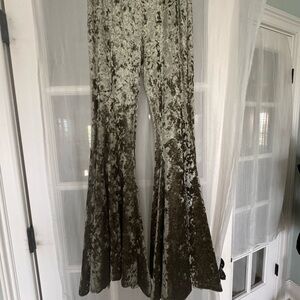 Life Clothing Co Velvet Flare Pants in Olive